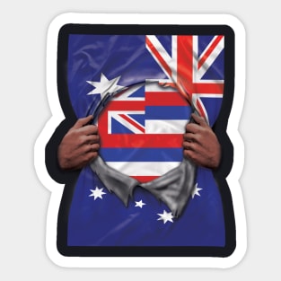 Hawaii Flag Australian Flag Ripped - Gift for Hawaiian From Hawaii Sticker